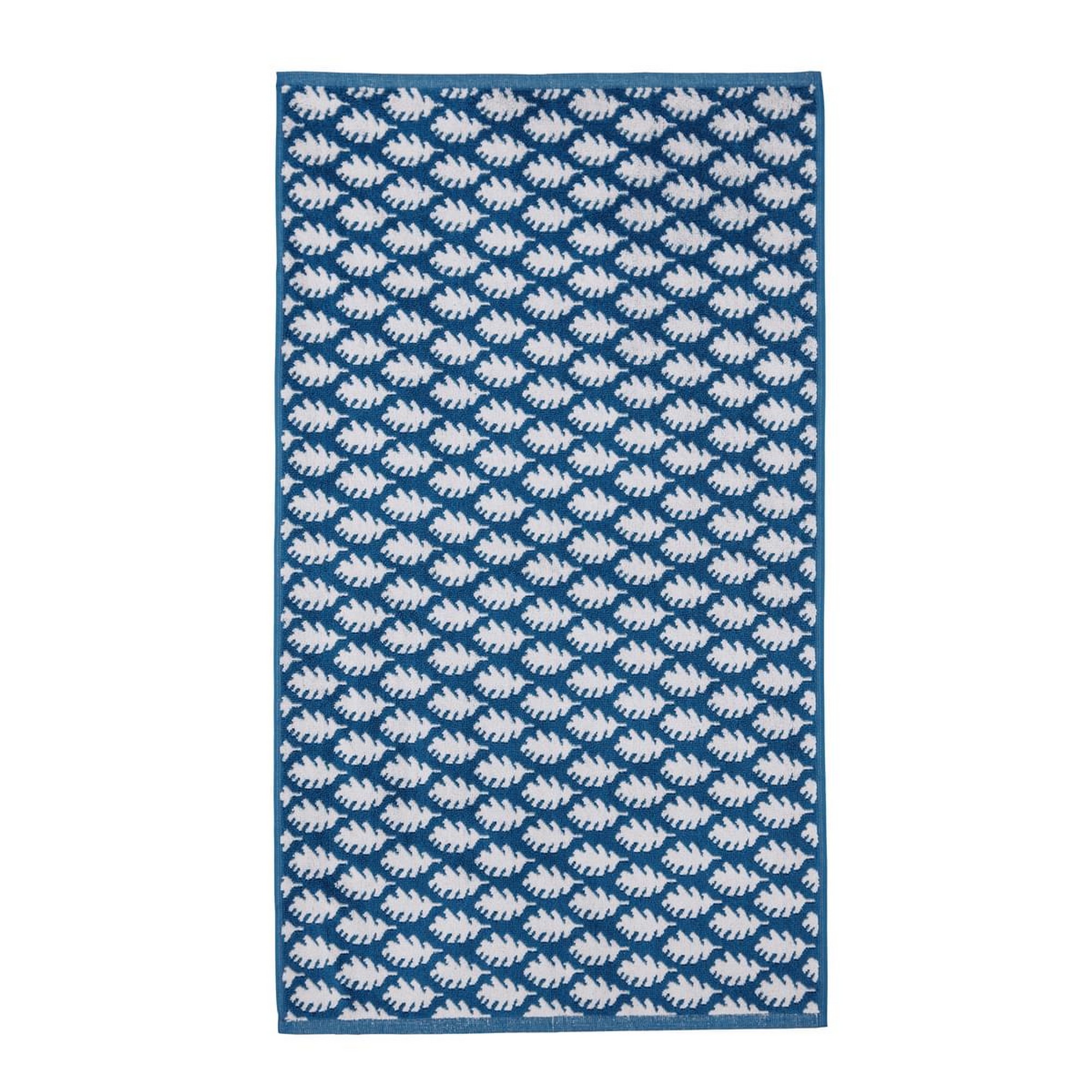 Oak Leaf Geometric Cotton Bath Mat By Joules In Blue